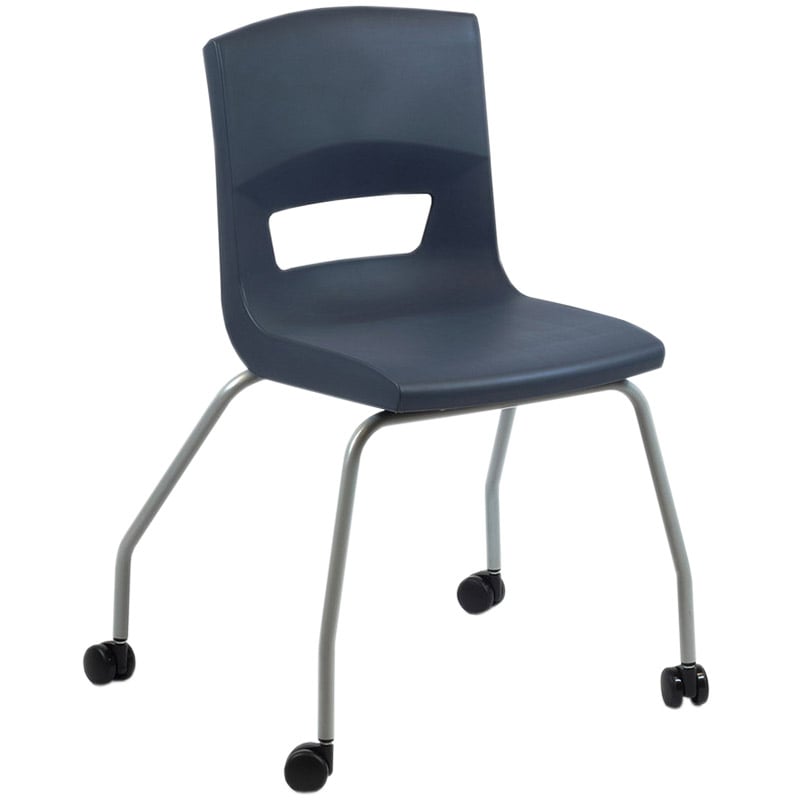 Postura+ 4 Leg Chair on Castors - Slate Grey - Starlight Silver Frame