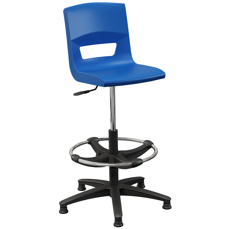 Postura+ Task Stool with Chrome Foot Ring - Ink Blue 