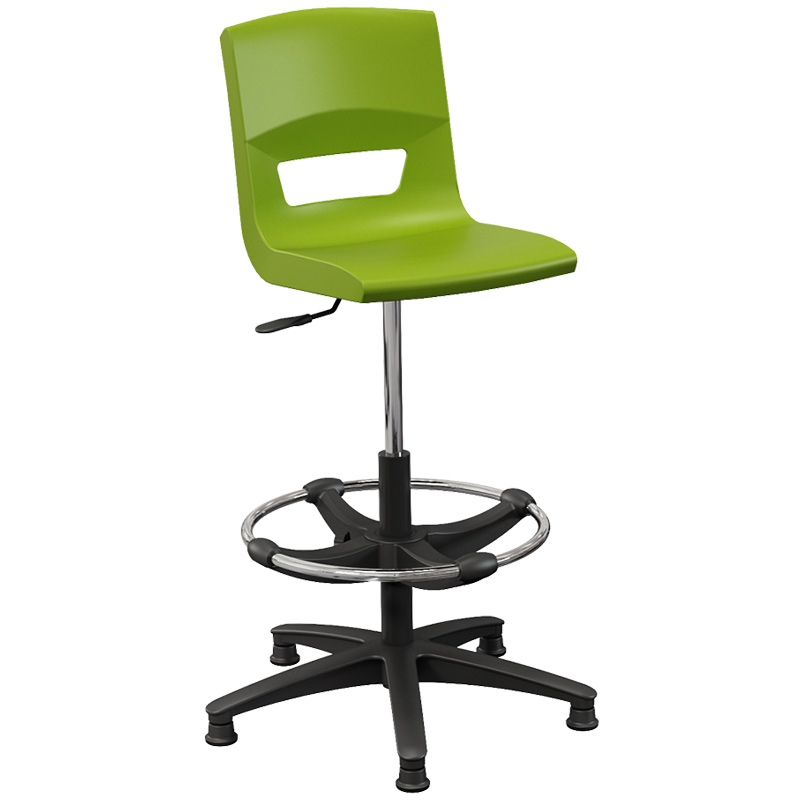 Postura+ Task Stool with Chrome Foot Ring - Lime Zest 