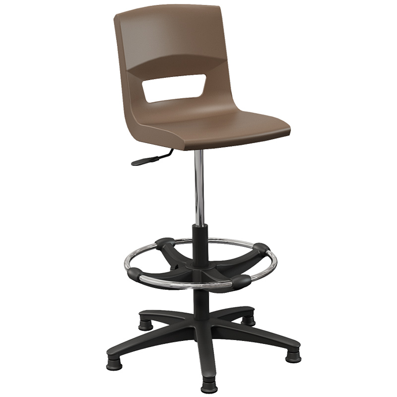 Postura+ Task Stool with Chrome Foot Ring - Misty Brown 