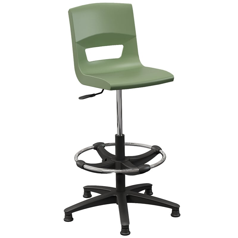 Postura+ Task Stool with Chrome Foot Ring - Moss Green 