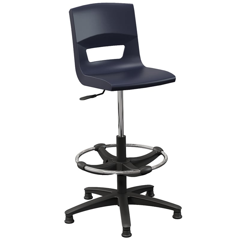 Postura+ Task Stool with Chrome Foot Ring - Nordic Blue 