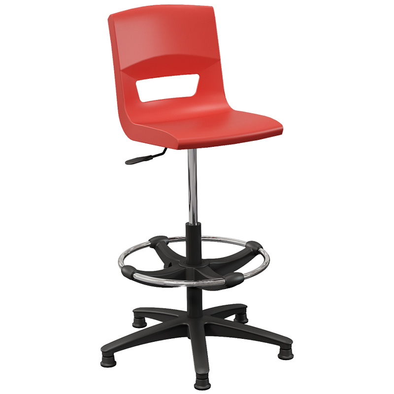 Postura+ Task Stool with Chrome Foot Ring - Poppy Red 