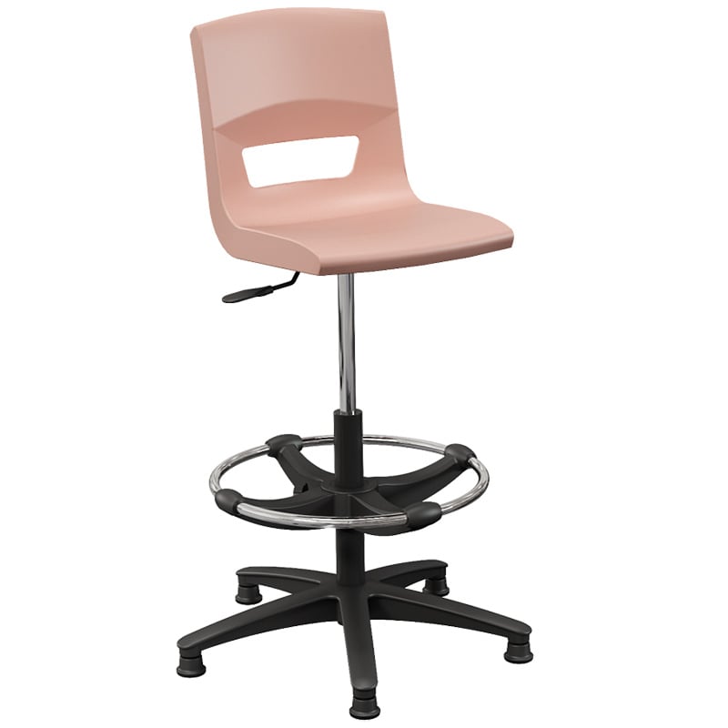 Postura+ Task Stool with Chrome Foot Ring - Rose Blossom 