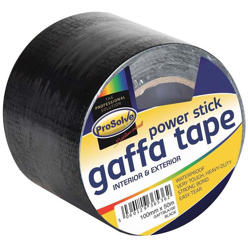 ProSolve Gaffa Tape - 100mm x 50m - Black - Pack of 12