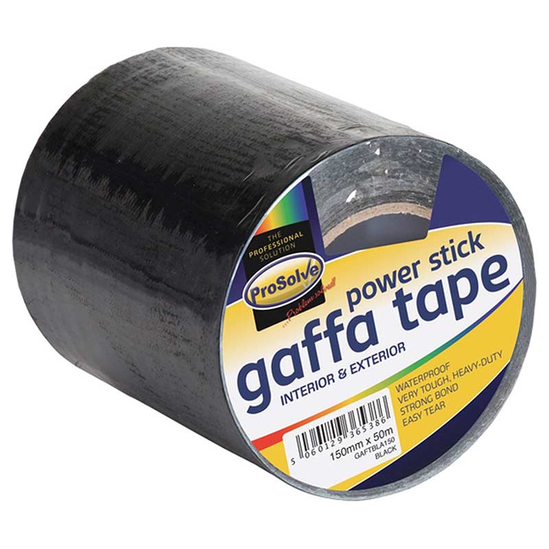 ProSolve Gaffa Tape - 150mm x 50m - Black - Pack of 8