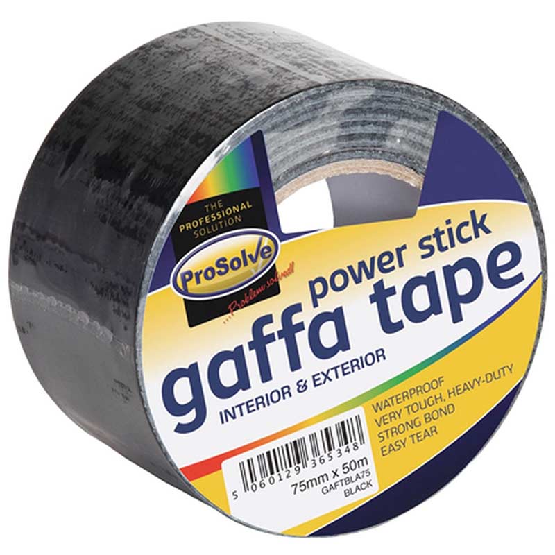 ProSolve Gaffa Tape - 75mm x 50m - Black - Pack of 16