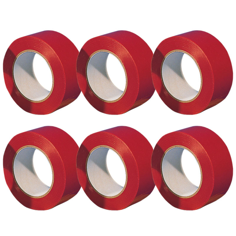 Red PVC Line Marking Floor Tape - 50mm x 33m Rolls - Pack of 6