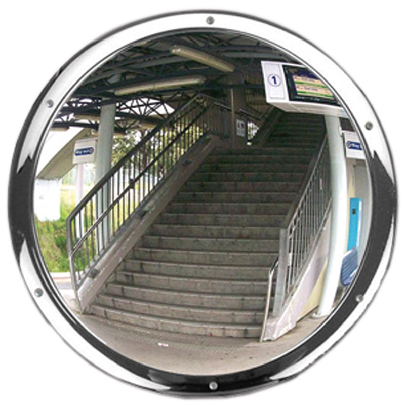 Anti-Vandal Circular Stainless Steel Convex Mirror - 500mm Diameter