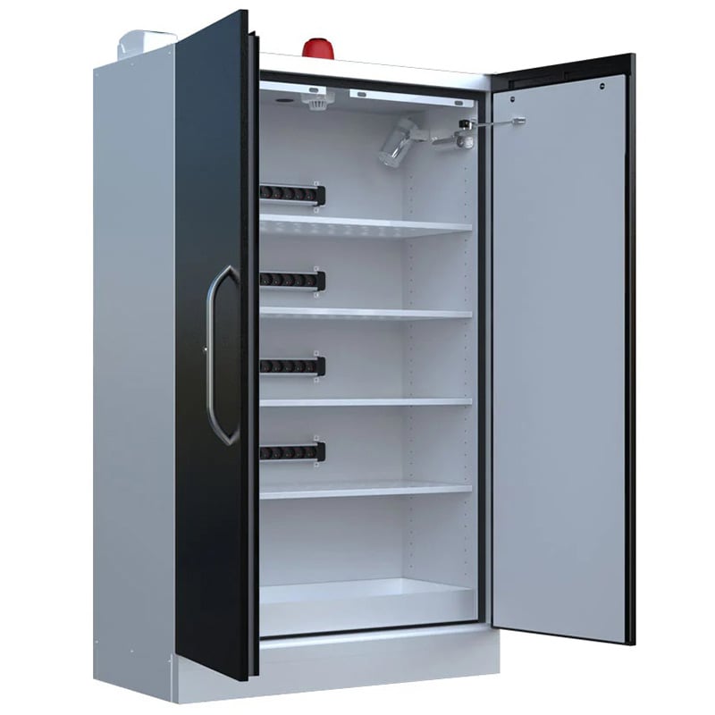 2-Door Lithium Battery Storage Cabinet - Control Panel & 4 x 6 Charging Points - 1950 x 1200 x 600mm