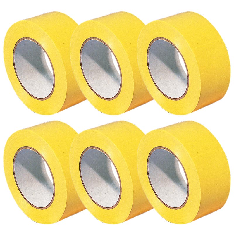 Yellow PVC Line Marking Floor Tape - 50mm x 33m Rolls - Pack of 6